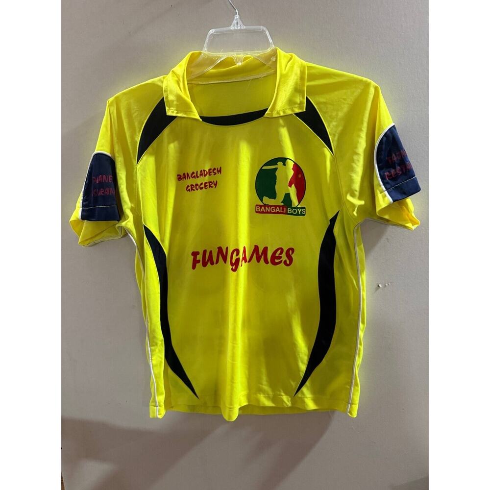 Bangladesh Bangali Mens Afridi 66 Billal Grocery Jersey Yellow Collared Soccer - Picture 1 of 6